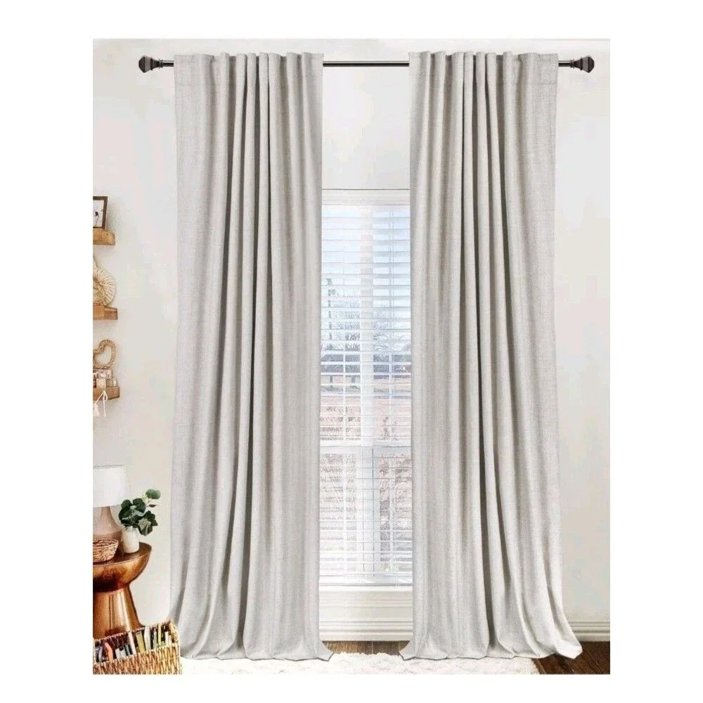 Set of 2 Linen Look Curtain Panels 50